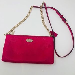 Coach Pebbled Leather Hot Pink Quinn Crossbody